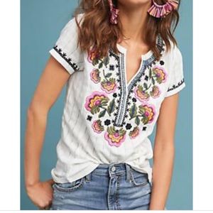 Anthropologie Dandelion Embroidered Top